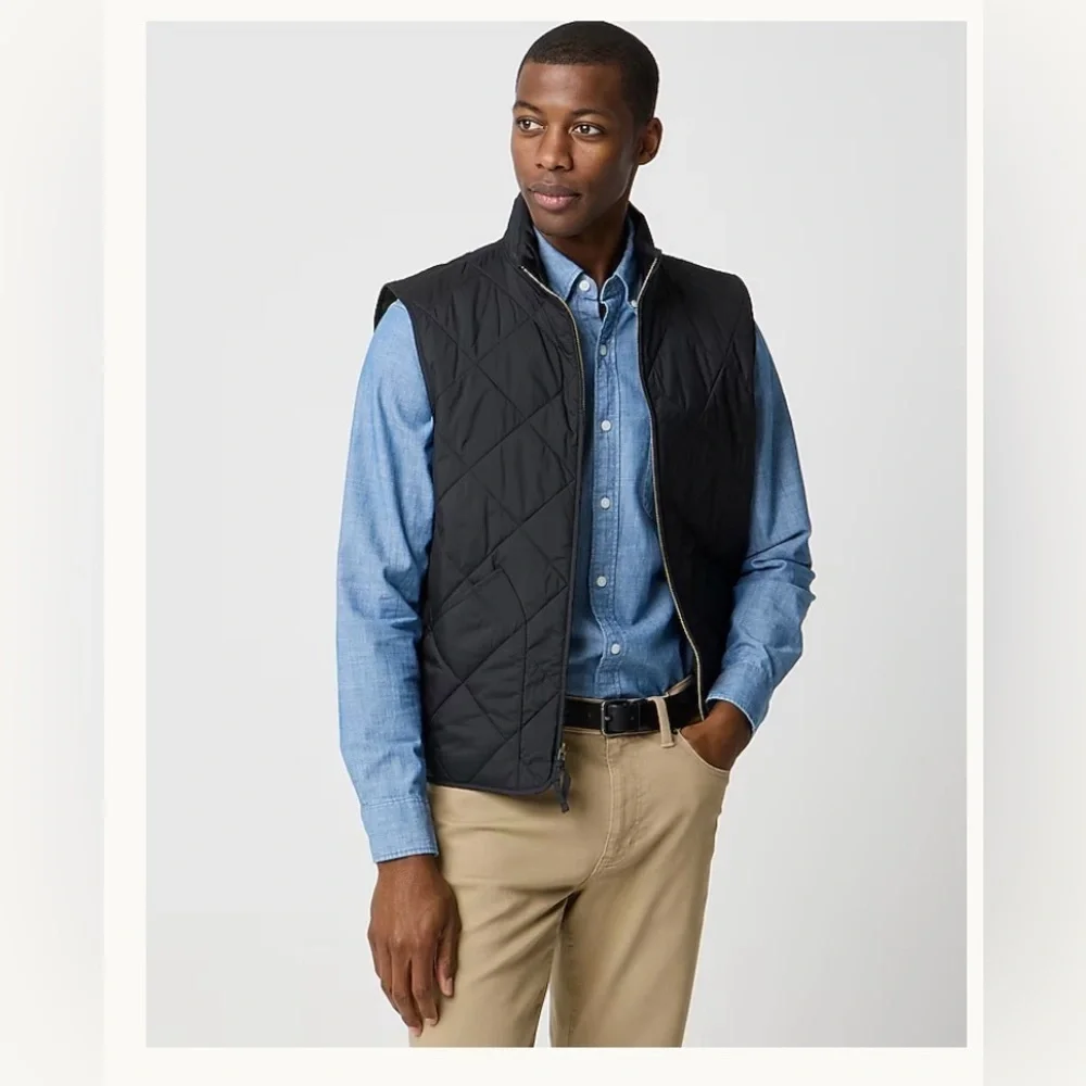 J.Crew Men's Black Quilted Vest